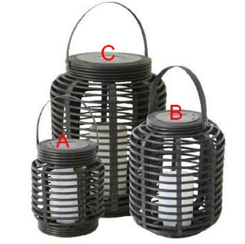 Outdoor waterproof garden table lantern light Solar Wicker Tabletop or Patio Basket Lantern