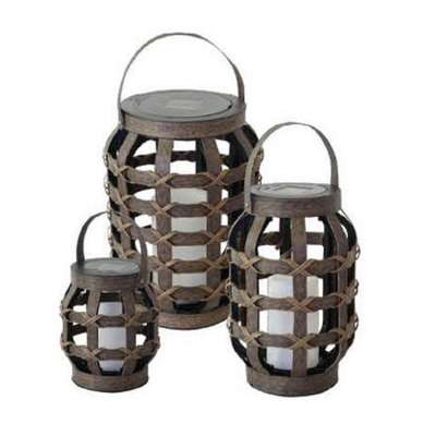 Waterproof garden solar led table candle lantern outdoor solar led candle flickering rattan light