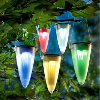 2-in-1Tree Lantern Cornet Cone solar led pathway stake lights landscape for Outdoor Garden Walkway Driveway solar hanging lamp