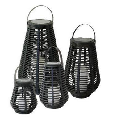 Outdoor table candle lantern Solar Rattan Teardrop Candle Lantern