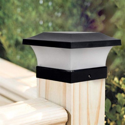 Solar LED Post Lights Outdoor Garden IP65 Waterproof Square Black Landscape Post Cap Lamp for 4 x 4 Wooden Posts/Deck/Patio/Fenc