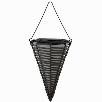 solar powered cone shaped led outdoor solar rattan hanging lantern