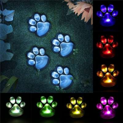 Pet Paws Animal Prints Outdoor Lamp Lantern Path Solar Landscape Light