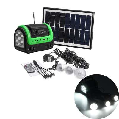 Solar Power Panel Generator LED Torch Light USB Charger 3 Bulbs Radio FM System solar home kit