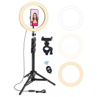 Tiktok Vlog Portrait Mukbang Quick Flip 52inch Turn Lock Tripod Stand 10W 15W USB 10inch Led Ring Fill Light